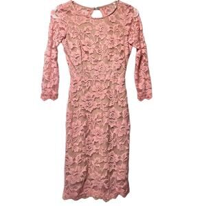 Dulce Carola Women's Soft Blush Pink Lace Open Back Dress Sz S